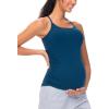 imageTHE GYM PEOPLE Womens Maternity Tank Tops Racerback Pregnancy Ruched Sleeveless Yoga Workout Shirts with Removable PaddedDark Blue Green