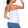 imageTHE GYM PEOPLE Womens Maternity Tank Tops Racerback Pregnancy Ruched Sleeveless Yoga Workout Shirts with Removable PaddedWhite