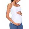 imageTHE GYM PEOPLE Womens Maternity Tank Tops Racerback Pregnancy Ruched Sleeveless Yoga Workout Shirts with Removable PaddedWhite