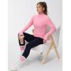 imageTHE GYM PEOPLE Womens Mock Turtleneck Long Sleeve Shirts Fleece Thermal Underwear Pullover Tops with Thumb HolePink