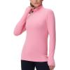 imageTHE GYM PEOPLE Womens Mock Turtleneck Long Sleeve Shirts Fleece Thermal Underwear Pullover Tops with Thumb HolePink