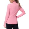 imageTHE GYM PEOPLE Womens Mock Turtleneck Long Sleeve Shirts Fleece Thermal Underwear Pullover Tops with Thumb HolePink