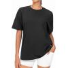 imageTHE GYM PEOPLE Womens Oversized T Shirts Summer Casual Short Sleeve Tops Crewneck Loose Workout Basic TeesBlack