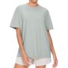 imageTHE GYM PEOPLE Womens Oversized T Shirts Summer Casual Short Sleeve Tops Crewneck Loose Workout Basic TeesGrey
