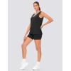 imageTHE GYM PEOPLE Womens V Neck Tank Tops Stretchy Loose Fit Sleeveless Workout Shirts Quick Dry Yoga Tops with Side SplitBlack