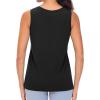 imageTHE GYM PEOPLE Womens V Neck Tank Tops Stretchy Loose Fit Sleeveless Workout Shirts Quick Dry Yoga Tops with Side SplitBlack