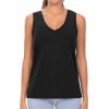imageTHE GYM PEOPLE Womens V Neck Tank Tops Stretchy Loose Fit Sleeveless Workout Shirts Quick Dry Yoga Tops with Side SplitBlack