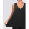 imageTHE GYM PEOPLE Womens V Neck Tank Tops Stretchy Loose Fit Sleeveless Workout Shirts Quick Dry Yoga Tops with Side SplitBlack