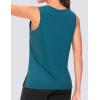 imageTHE GYM PEOPLE Womens V Neck Tank Tops Stretchy Loose Fit Sleeveless Workout Shirts Quick Dry Yoga Tops with Side SplitDark Blue Green