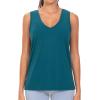 imageTHE GYM PEOPLE Womens V Neck Tank Tops Stretchy Loose Fit Sleeveless Workout Shirts Quick Dry Yoga Tops with Side SplitDark Blue Green