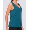 imageTHE GYM PEOPLE Womens V Neck Tank Tops Stretchy Loose Fit Sleeveless Workout Shirts Quick Dry Yoga Tops with Side SplitDark Blue Green