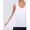 imageTHE GYM PEOPLE Womens V Neck Tank Tops Stretchy Loose Fit Sleeveless Workout Shirts Quick Dry Yoga Tops with Side SplitWhite