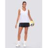 imageTHE GYM PEOPLE Womens V Neck Tank Tops Stretchy Loose Fit Sleeveless Workout Shirts Quick Dry Yoga Tops with Side SplitWhite