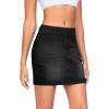 imageTHE GYM PEOPLE Womens High Waisted Mini Denim Skirts with Pockets Stretch Skinny Jean Bodycon SkirtsBlack