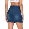 imageTHE GYM PEOPLE Womens High Waisted Mini Denim Skirts with Pockets Stretch Skinny Jean Bodycon SkirtsDark Blue
