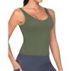 imageTHE GYM PEOPLE Womens Longline Sports Bra Wirefree Padded Workout Yoga Tank TopOlive Green