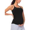imageTHE GYM PEOPLE Womens Maternity Tank Tops Racerback Pregnancy Ruched Sleeveless Yoga Workout Shirts with Removable PaddedBlack