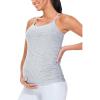 imageTHE GYM PEOPLE Womens Maternity Tank Tops Racerback Pregnancy Ruched Sleeveless Yoga Workout Shirts with Removable PaddedLight Grey Heather
