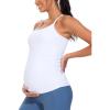 imageTHE GYM PEOPLE Womens Maternity Tank Tops Racerback Pregnancy Ruched Sleeveless Yoga Workout Shirts with Removable PaddedWhite