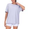 imageTHE GYM PEOPLE Womens Oversized T Shirts Summer Casual Short Sleeve Tops Crewneck Loose Workout Basic TeesLight Purple