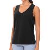 imageTHE GYM PEOPLE Womens V Neck Tank Tops Stretchy Loose Fit Sleeveless Workout Shirts Quick Dry Yoga Tops with Side SplitBlack