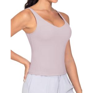 imageTHE GYM PEOPLE Womens Longline Sports Bra Wirefree Padded Workout Yoga Tank TopLight Purple