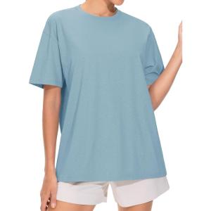 imageTHE GYM PEOPLE Womens Oversized T Shirts Summer Casual Short Sleeve Tops Crewneck Loose Workout Basic TeesInk Blue