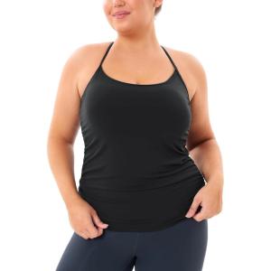 imageTHE GYM PEOPLE Womens Racerback Workout Tank Tops Sleeveless Yoga Athletic Shirts with Built in BraBlack