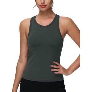 imageTHE GYM PEOPLE Womens Racerback Workout Tank Tops Slim Fit Soft Sleeveless Yoga ShirtsCharcoal Grey