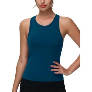 imageTHE GYM PEOPLE Womens Racerback Workout Tank Tops Slim Fit Soft Sleeveless Yoga ShirtsDark Blue Green