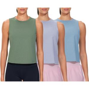 imageTHE GYM PEOPLE Womens Workout Tank Tops 3 Pack Quick Dry Athletic Running Sleeveless ShirtsBlueGreenPurple