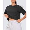 imageTHE GYM PEOPLE 2 Pack Womens Workout Crop Tops Boxy Short Sleeve Athletic Running Basic Cropped TShirtsBlackBlack