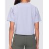imageTHE GYM PEOPLE 2 Pack Womens Workout Crop Tops Boxy Short Sleeve Athletic Running Basic Cropped TShirtsWhiteLight Purple