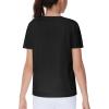 imageTHE GYM PEOPLE Girls Workout Shirts Short Sleeve Loose Fit Crewneck Running Yoga Tee TopsBlack