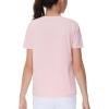 imageTHE GYM PEOPLE Girls Workout Shirts Short Sleeve Loose Fit Crewneck Running Yoga Tee TopsPink