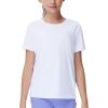 imageTHE GYM PEOPLE Girls Workout Shirts Short Sleeve Loose Fit Crewneck Running Yoga Tee TopsWhtie
