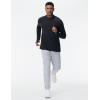 imageTHE GYM PEOPLE Mens HalfZip Long Sleeve Golf Shirts Soft Lightweight Warm Workout Pullover Sweatshirts with Thumb HoleBlack