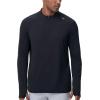 imageTHE GYM PEOPLE Mens HalfZip Long Sleeve Golf Shirts Soft Lightweight Warm Workout Pullover Sweatshirts with Thumb HoleBlack