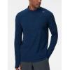imageTHE GYM PEOPLE Mens HalfZip Long Sleeve Golf Shirts Soft Lightweight Warm Workout Pullover Sweatshirts with Thumb HoleDark Blue Heather