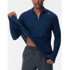 imageTHE GYM PEOPLE Mens HalfZip Long Sleeve Golf Shirts Soft Lightweight Warm Workout Pullover Sweatshirts with Thumb HoleDark Blue Heather