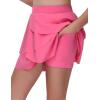 imageTHE GYM PEOPLE Pleated Tennis Skirt for Girls with Pockets Ruffle Athletic Golf Skorts Builtin ShortsBright Pink