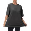 imageTHE GYM PEOPLE Womens Casual Oversized TShirts Summer Crewneck Short Sleeve Workout Basic Tee TopsDark Grey