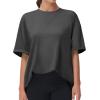 imageTHE GYM PEOPLE Womens Casual Oversized TShirts Summer Crewneck Short Sleeve Workout Basic Tee TopsDark Grey