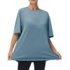 imageTHE GYM PEOPLE Womens Casual Oversized TShirts Summer Crewneck Short Sleeve Workout Basic Tee TopsGrey Blue