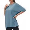 imageTHE GYM PEOPLE Womens Casual Oversized TShirts Summer Crewneck Short Sleeve Workout Basic Tee TopsGrey Blue