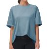 imageTHE GYM PEOPLE Womens Casual Oversized TShirts Summer Crewneck Short Sleeve Workout Basic Tee TopsGrey Blue