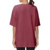 imageTHE GYM PEOPLE Womens Casual Oversized TShirts Summer Crewneck Short Sleeve Workout Basic Tee TopsWine Red