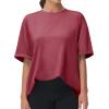 imageTHE GYM PEOPLE Womens Casual Oversized TShirts Summer Crewneck Short Sleeve Workout Basic Tee TopsWine Red