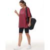 imageTHE GYM PEOPLE Womens Casual Oversized TShirts Summer Crewneck Short Sleeve Workout Basic Tee TopsWine Red