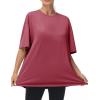 imageTHE GYM PEOPLE Womens Casual Oversized TShirts Summer Crewneck Short Sleeve Workout Basic Tee TopsWine Red